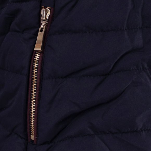 Removable Faux Fur Collar Puffer Jacket Dark Navy - Picture 4 of 8